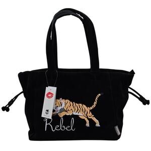 WILDFOX Black Tiger REBEL Large Zipper Tote Biker Travel New with Tag MSRP $98